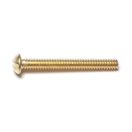 Midwest Fastener #6-32 x 1-1/4 in Slotted Round Machine Screw, Plain Brass, 24 PK 62015